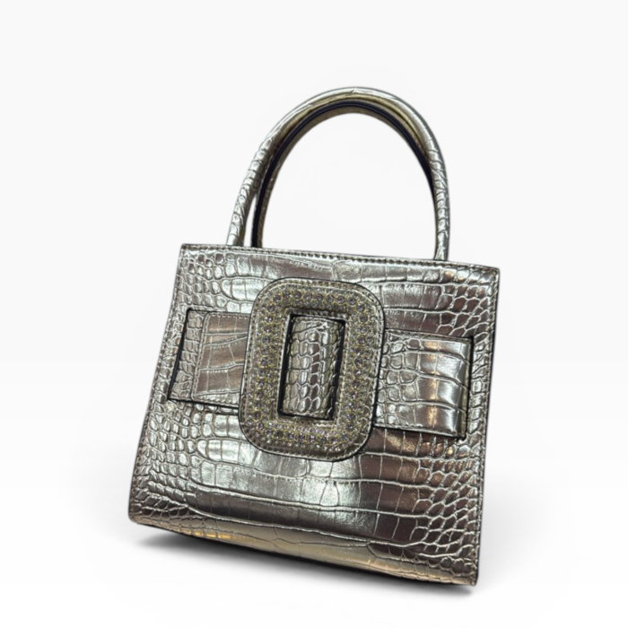 Croc. Skin Luxury Ladies Stylish HandBag CSL017(Marble Design - Grey)